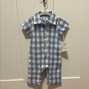 Blue and White Checkered Boys One Piece